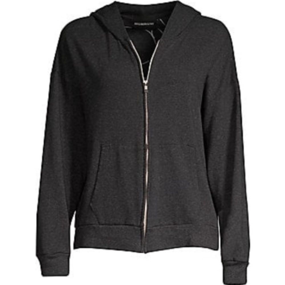 Monrow Black Skull Zip-Up L/S Hoodie Large NWT - Picture 5 of 11